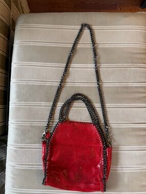 Red Chain-Trim Genuine Leather Women’s Crossbody Bag purchased in Italy